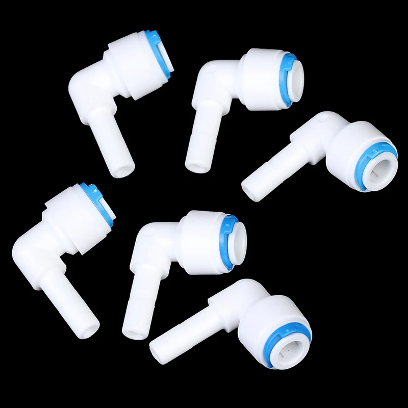 

6Pcs/Lot Water Filter Connectors Plastic Pipe Fitting Elbow 1/4"-1/4" OD Hose Pipe