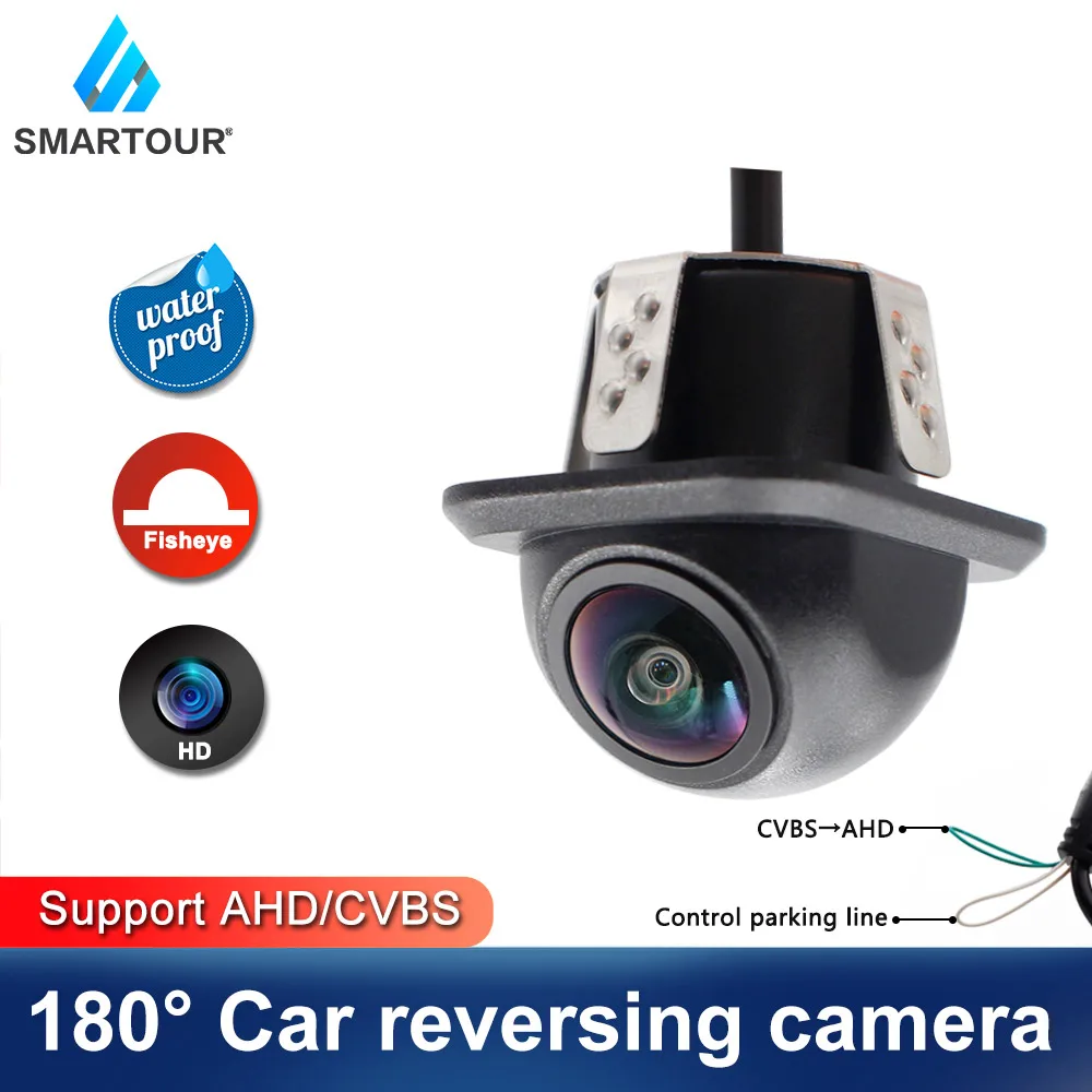 

Smartour HD Автомобильная камера заднего вида, Универсальная Резервная парковочная Водонепроницаемая AHD 180 ° CCD-Ntsc камера заднего вида с цветным ...