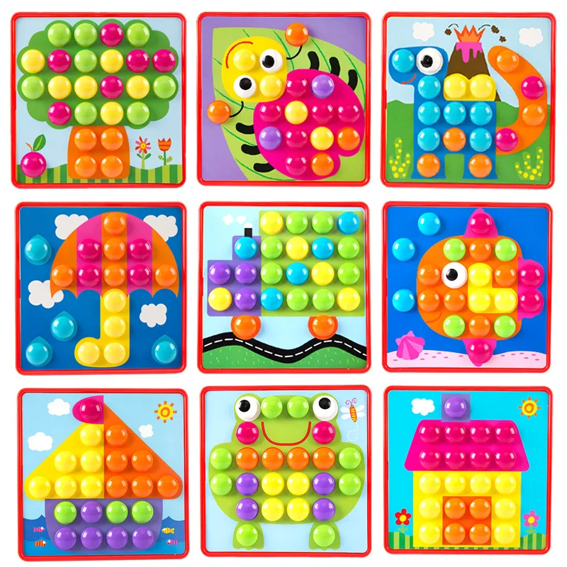

Children's Color Button Assembling Big Mushroom Nail Puzzle Enlightenment Hands-on Creative Toy Gift Diy Puzzle Toy