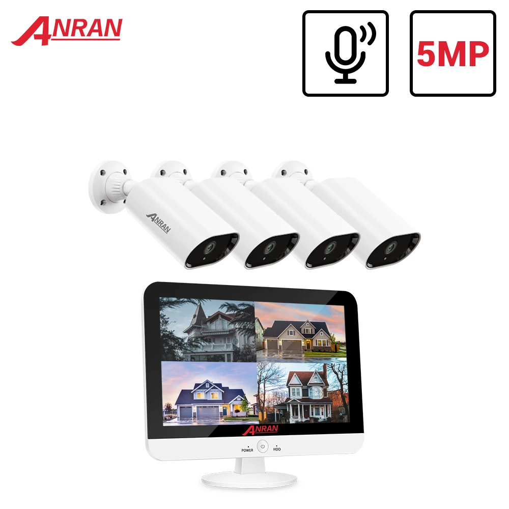 ANRAN 5MP 13 дюймов монитор DVR видео наблюдение аудио камера безопасности система