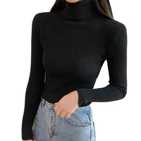 2021 hot sale new turtleneck solid color knitted sweater autumn winter long sleeve ribbed bottoming sweater ladies clothing