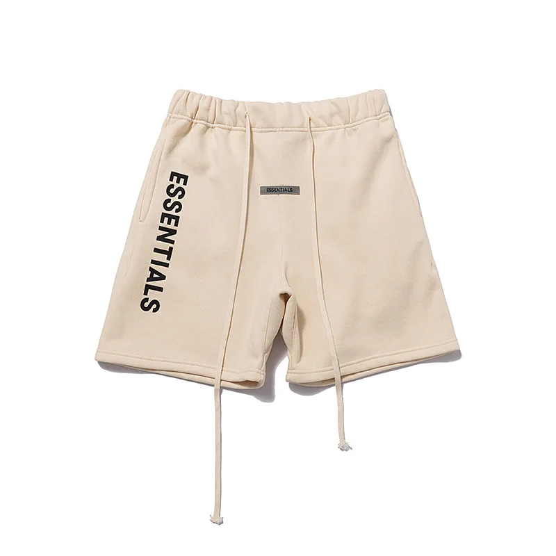 

592cy Plush essentials double line lettered Print Shorts