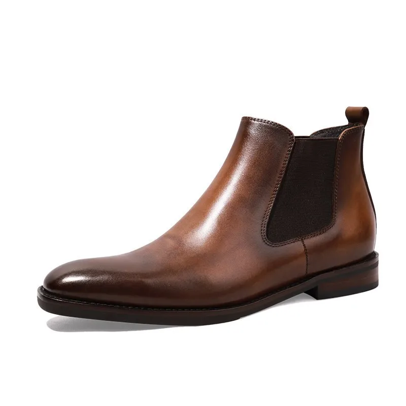 Ботильоны мужские из натуральной кожи без застежки в британском стиле|Ботинки