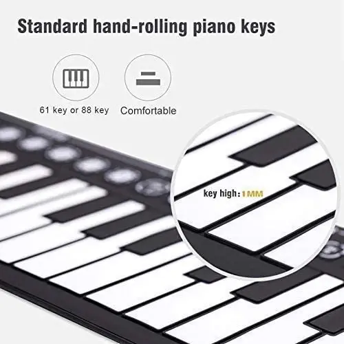 Roll up Piano Standard 61keys Portable Piano Keyboard Build in Loud Speaker,128 Tones and Rhythms for Children Beginners