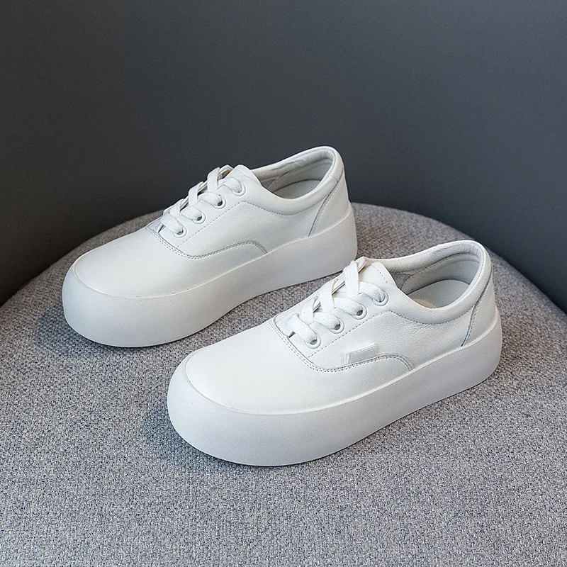 

Cowhide White Shoes Female New Korean Style Set Foot Thick-soled Casual All-match Student Women's Shoes Trifle Small White Shoes