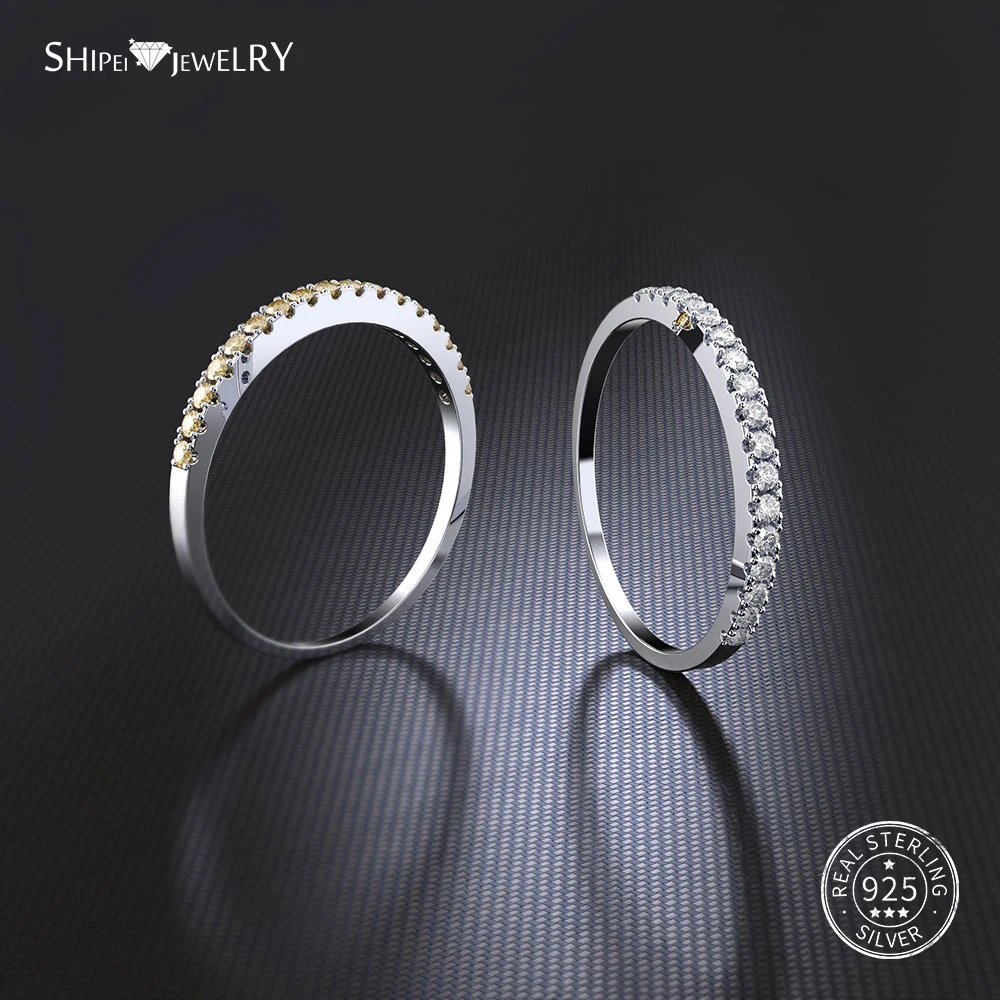 

Shipei Topaz Wedding Band for Women 100% 925 Sterling Silver Pave Setting Topaz Engagement Ring Fine Jewelry Anniversary Gift