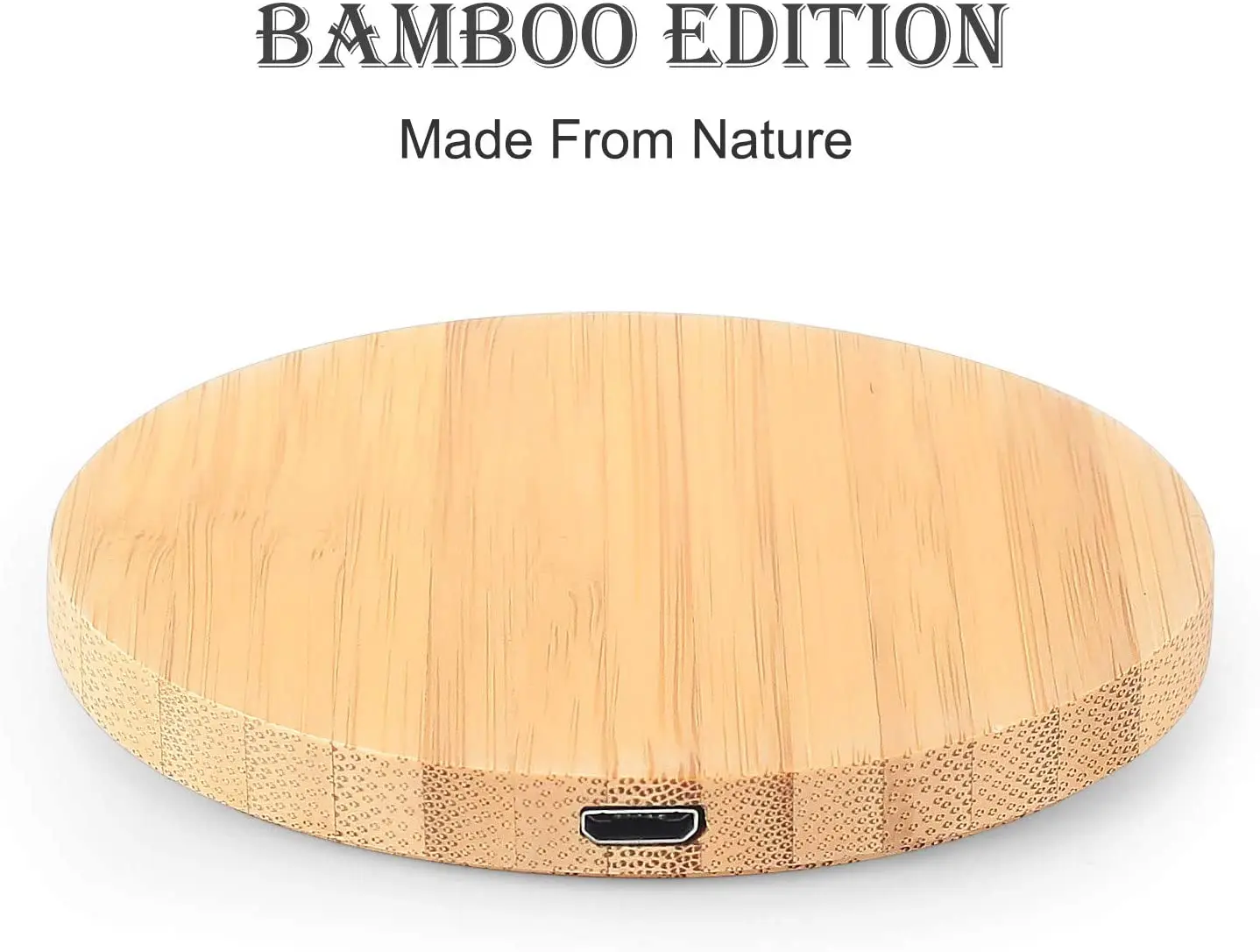 Bamboo Wood 15W Qi Wireless Charger USB C Fast Charging Pad 
