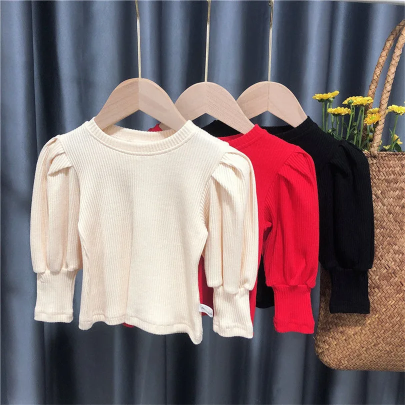 Свитера для малышей Осенне зимний трикотажный пуловер маленьких девочек Топы с