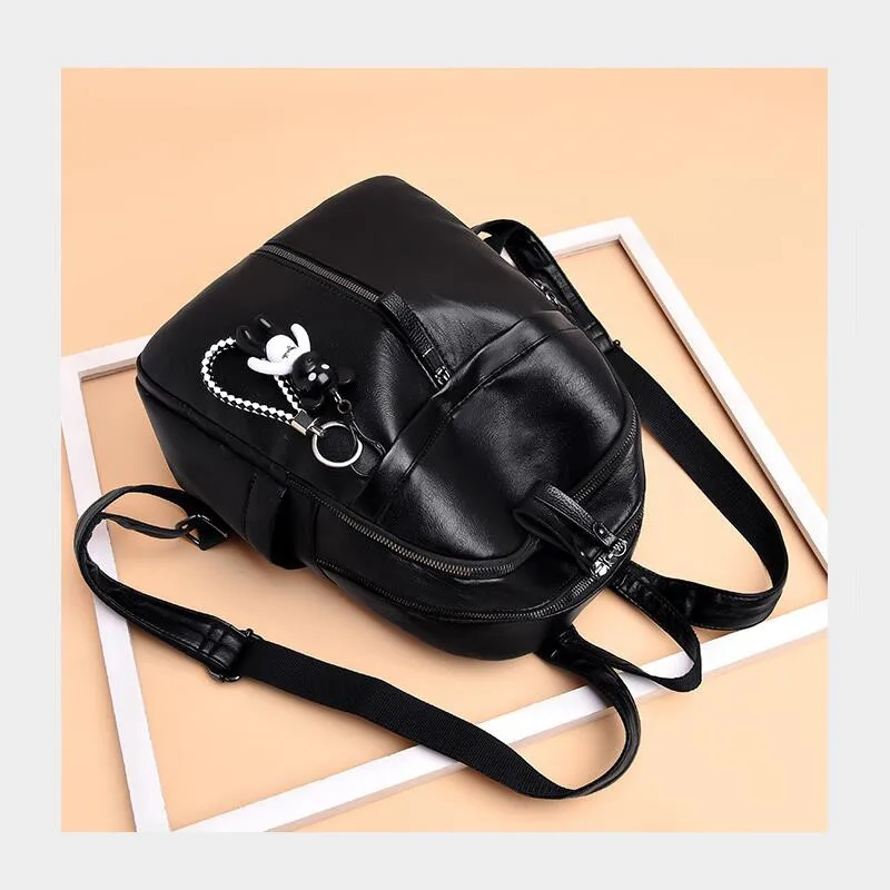 2021 Women's Backpack PU Leather Travel Shoulder Bag Black School Girl Multifunctional Small Cheap Sale | Багаж и сумки