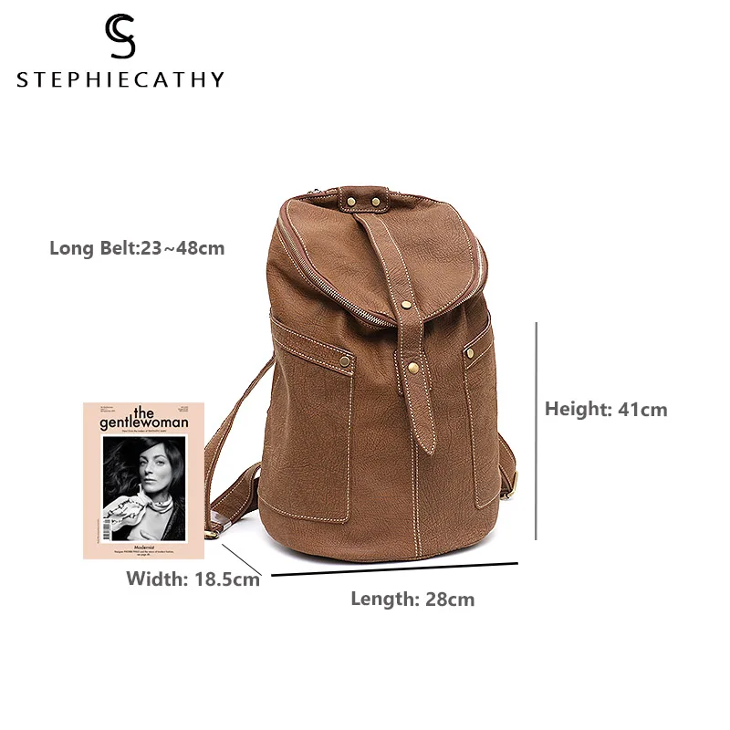 SC Brand Design Vintage Genuine Leather Backpack Women Travel Shoulder Bag Ladies Large Capacity Zip School Female knapsack | Багаж и