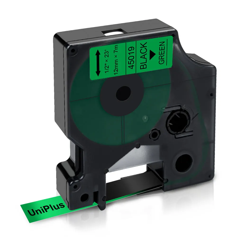 UniPlus 12 мм производитель этикеток для Dymo 45019 черный на зеленом D1 этикетка писатель