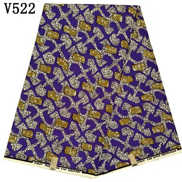 Африканская ткань настоящий воск принт Африканский настоящий голландский воск стиль дизайн настоящий воск блок Принт 6 ярдов V - Цвет: V522