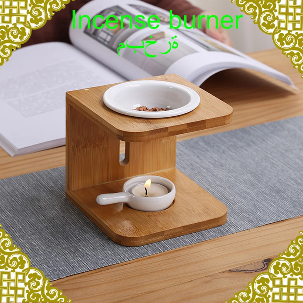 

Essential Oil Burner Wood Bamboo Incense Burner Handmade Home Decor Oud Oil Burner