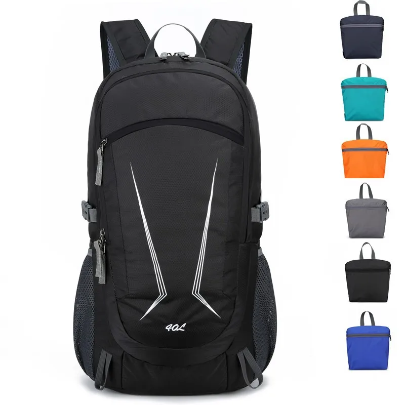 

40L Portable Folding Unisex Backpack Outdoor Sport Bag Rucksack With Reflective Stripe Hiking Travel Bag for Camping backpack