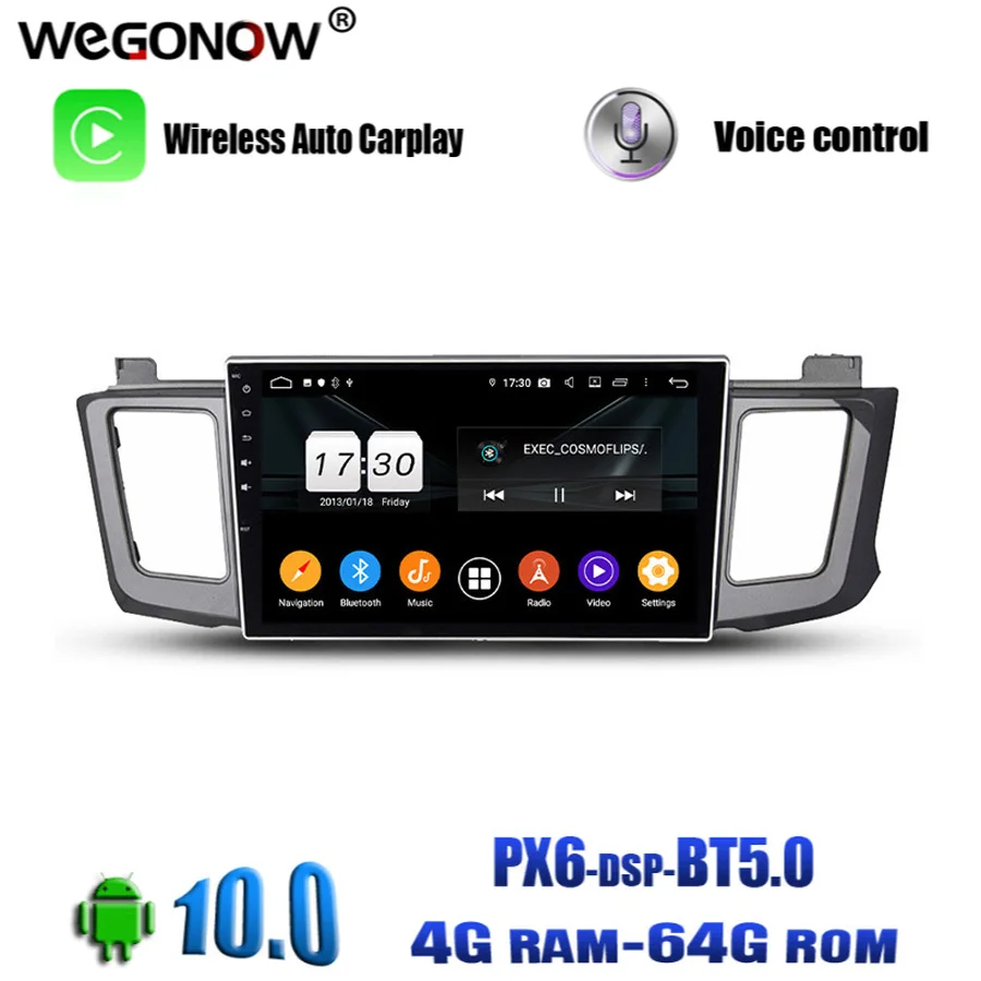 DSP PX6 HD 10 1 &quotAndroid 0 для Toyota RAV4 Previa RAV 4 2012-2015 4GB 64GB/8 GB/Core dvd-плеер автомобиля Wi-Fi Bluetooth5.0