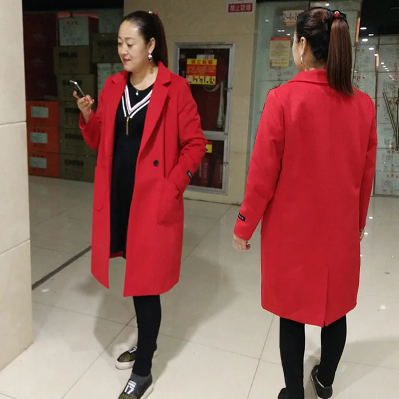 Осеннее пальто размера плюс XL XXL 3XL 4XL 5XL 6XL женское Свободное Женское шерстяное