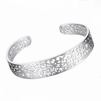 new trend 925 sterling silver vintage hollow pattern opening bracelets bangle for women female creativity jewelry gift