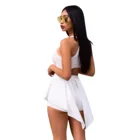 Женский короткий комбинезон с открытой спиной, однотонный пикантный комбинезон с леггинсами в европейском и американском стиле, Новинка лета 2021