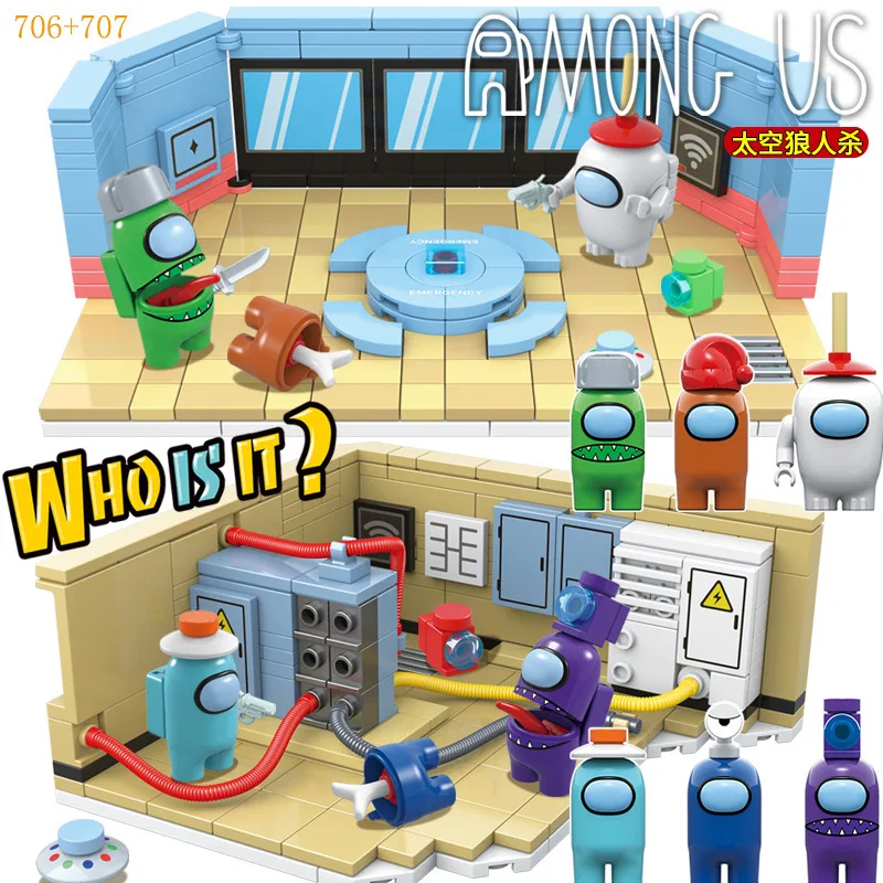 

661Pcs Amongin US Game Model Building Blocks Mini Dolls Figures Bricks Kks Creative DIY Moded Toys For Children As Gifts