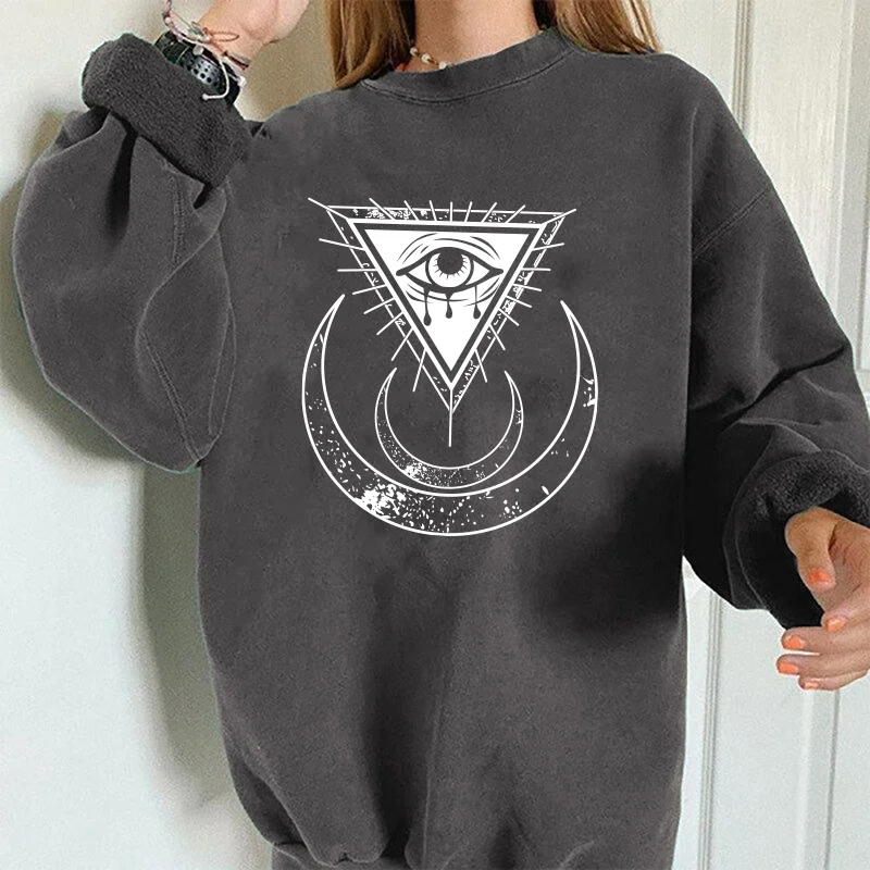 

Женский свитшот с круглым вырезом, длинным рукавом и принтом Луны