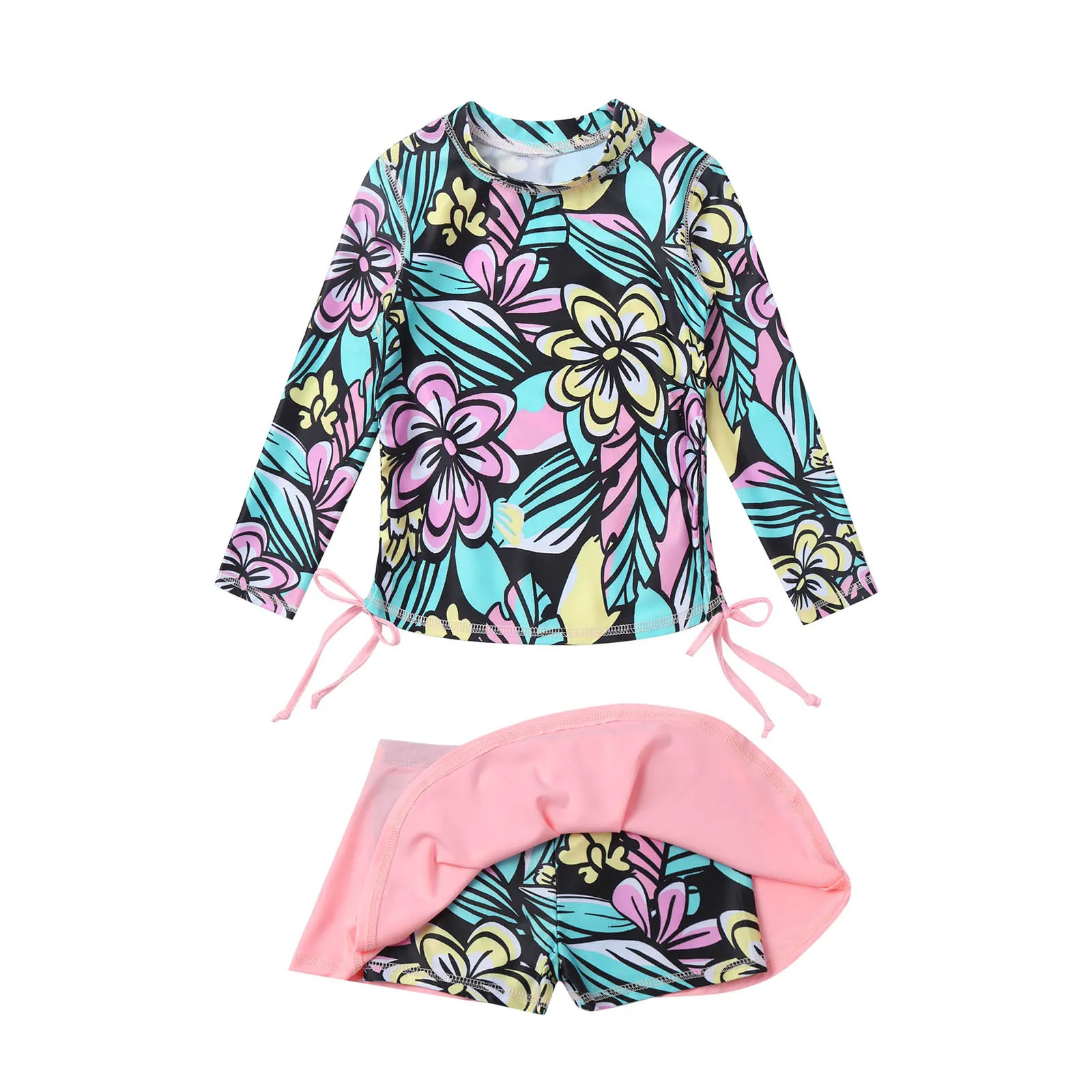 Купальник для девочек летний купальник с длинным рукавом защита от солнца От 4 до