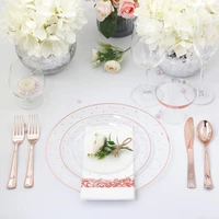 36pcs rose gold dot plastic plate cup girl%e2%80%98s birthday party women wedding supplie for 6 people party dinner tableware