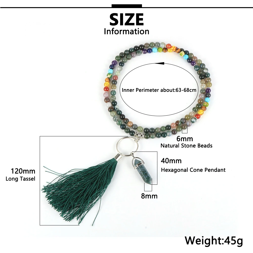 Женское и мужское ожерелье из натурального камня 7 Чакр аметисты 6 мм 108 мужской