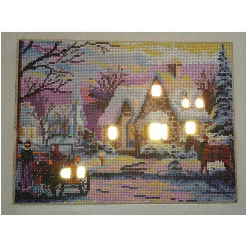 LED3002 Shirliben Новые поступления светодиодный картина из бисера, пейзаж зимнего дом Бриллиантовая вышивка Высокое качество Алмазный мозаичная декоративная картина - Цвет: LED3002