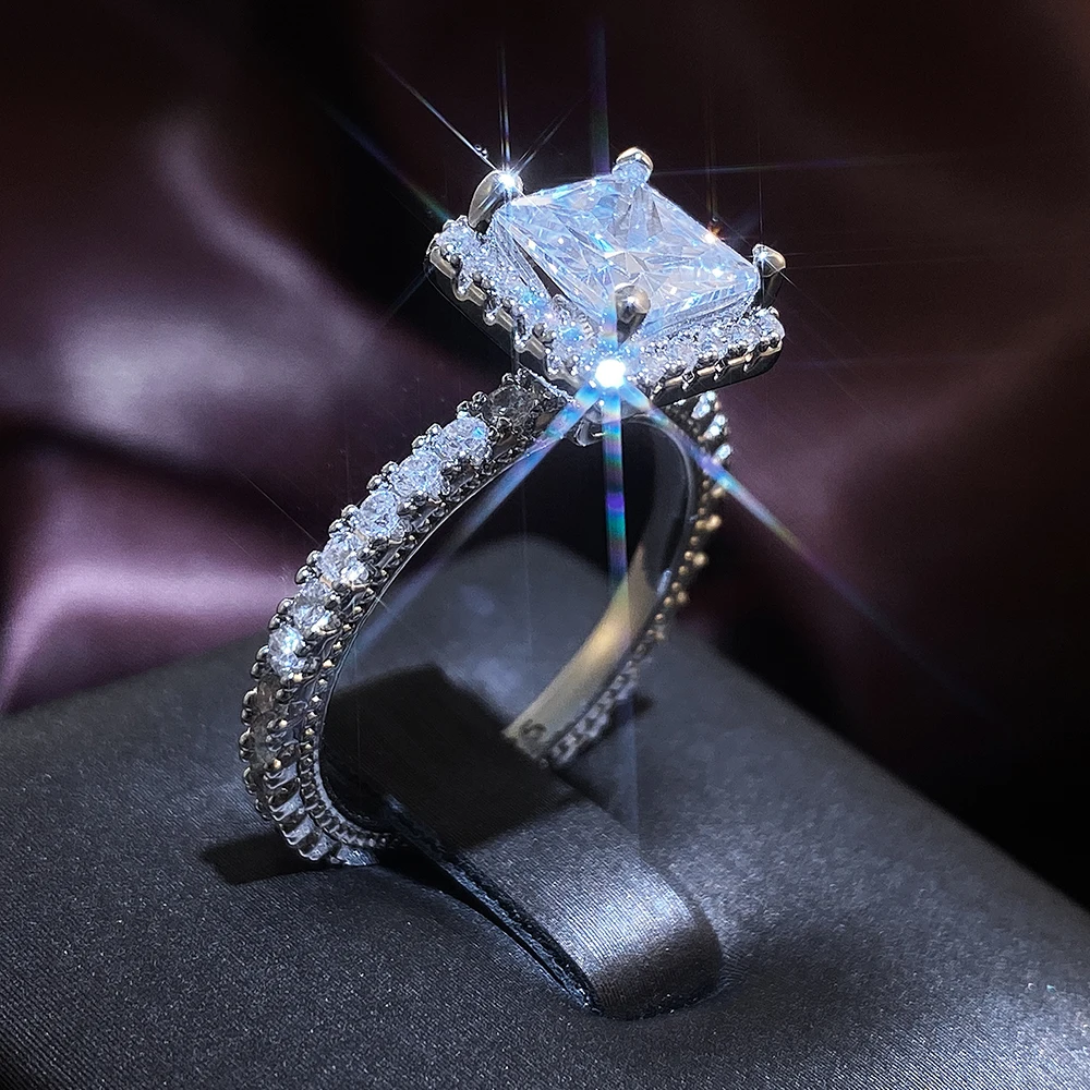 

Classic Square Shape Women Weeding Ring High Quality AAA Princess Cut Zircon Elegant Lady Marriage Rings Timeless Jewelry