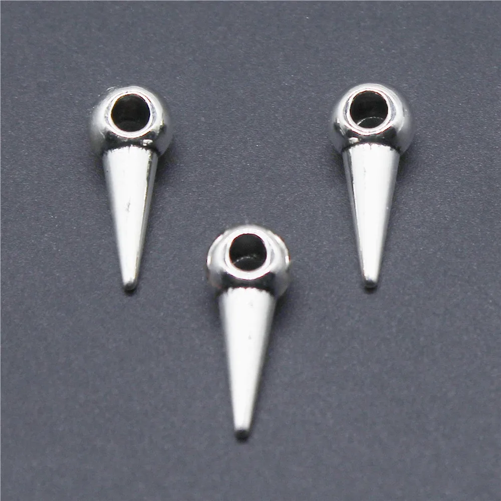 

20pcs Charm Awl 3D Taper Awl Bodkin Pendant Charms For Jewelry Making Antique Silver Color Taper Awl Bodkin Charms 13x5x4mm
