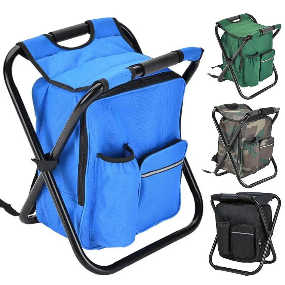 

Folding Camping Fishing Chair Stool Portable Backpack Cooler Hiking Picnic Bag