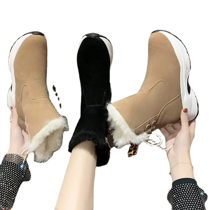 

Black Platform Combat Ankle Boots for Women Zipper Buckle Strap Woman Shoes Winter Biker Boots Big Size Women Shoes