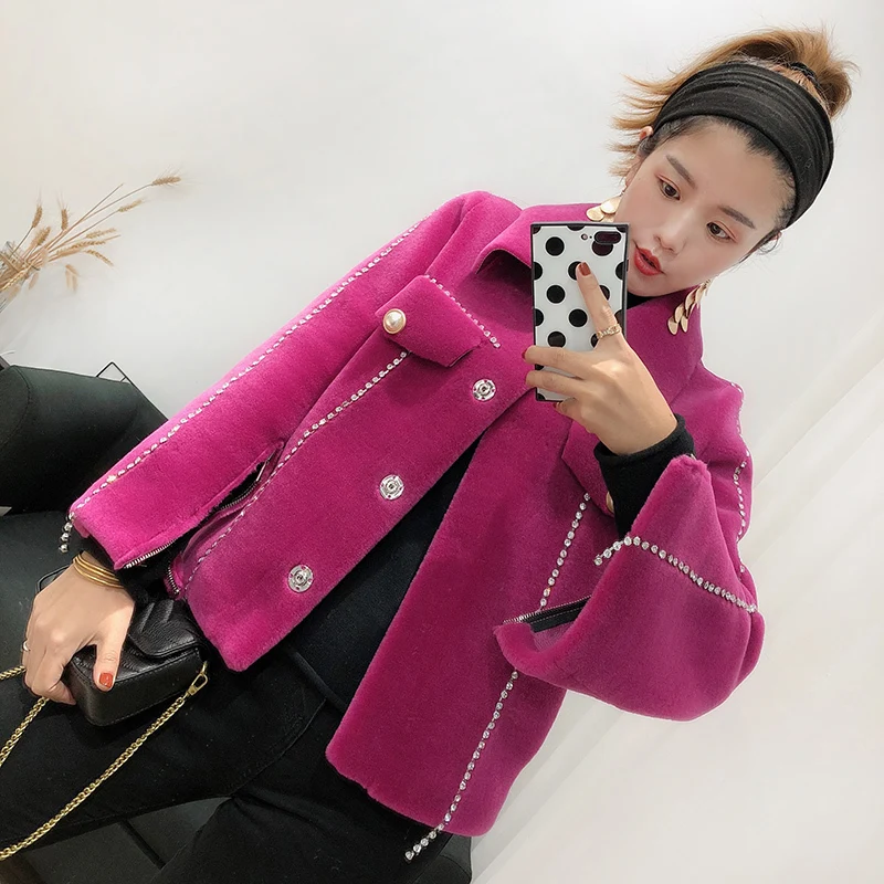 Женское зимнее пальто из натурального меха овцы 100% шерстяная куртка для женщин