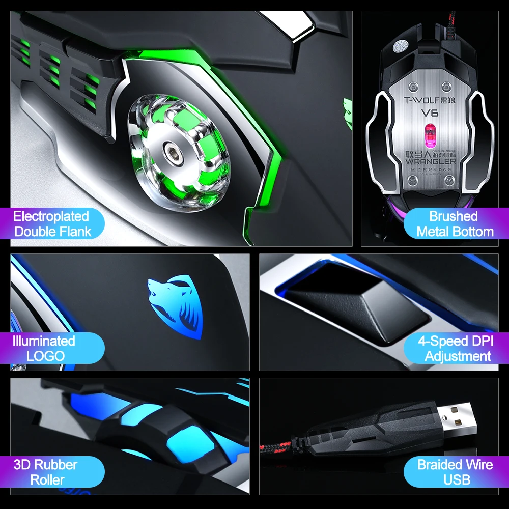 

Pro Gamer Gaming Mouse 8D 3200DPI Adjustable Wired Optical LED Computer Mice USB Cable Silent Mouse for laptop PC