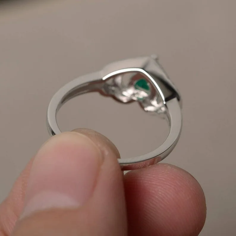 Лидер продаж 2019 бижутерия в форме сердца из зеленого циркона кольцо с камнем для