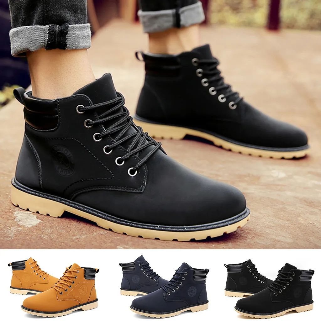 2019 Мужская модная бархатная обувь с толстым верхом походные ботинки мотоботы
