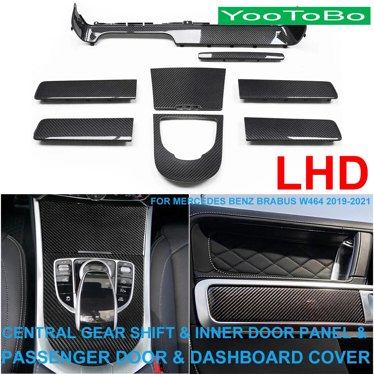 

Carbon Fiber Interior Central Console Gear Shift Dashboard Instrument Door Panel Trim Cover For BENZ Brabus W464 G63 G500 G550