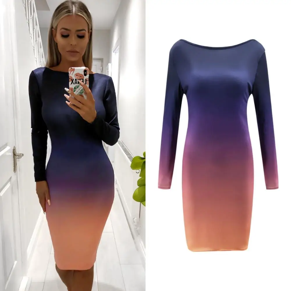 Женское офисное платье с бантом и длинным рукавом весна-зима большие размеры