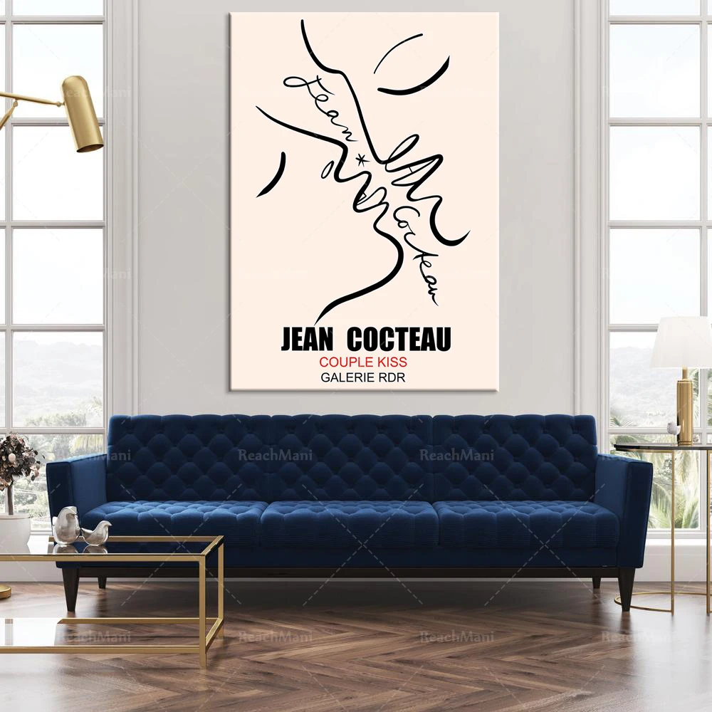 Жан Коко Affiche du Musée dɾxposition Dessin d'une Nai Art mural érotique Imprimé musée baiser Aff