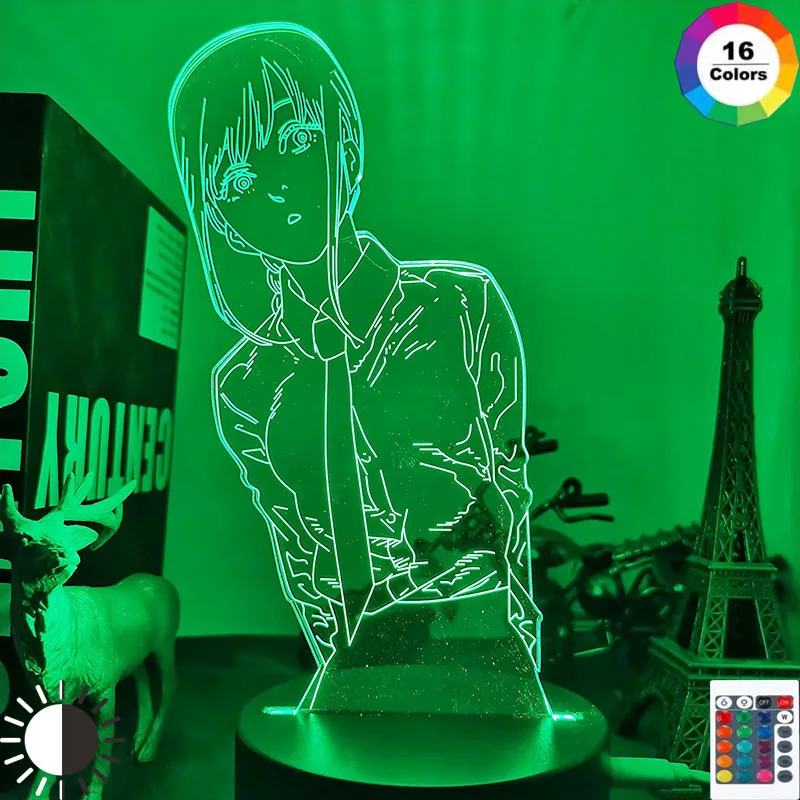 3d Led Night Lamp Anime Chainsaw Man Makima for Bedroom Decor Kids Birthday Gift Manga Light Bedside | Лампы и освещение