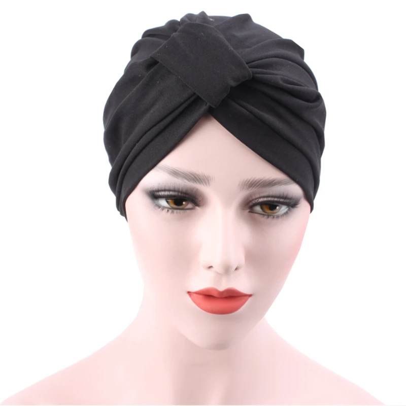 Women Stretchy Cotton Turban Chemo Twist Hijab Head Scarves Ladies Bonnet Cap Islamic Clothing Accessories (0)