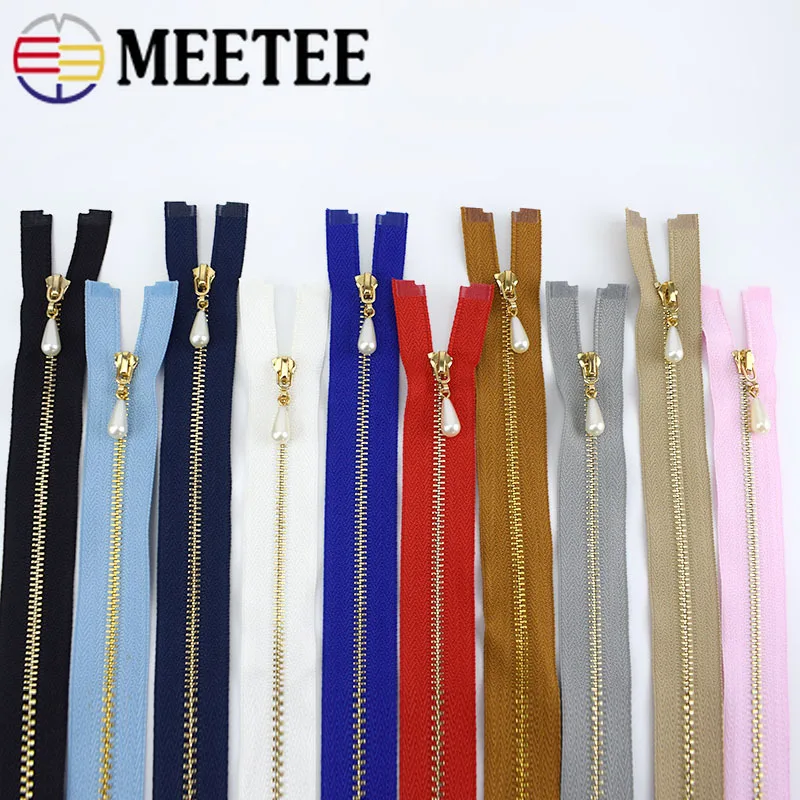 Meetee 5/10 шт. 40-70 см 3# металлическая молния с открытым концом автоматической блокировки Золотая жемчужина слайдер DIY сумки кошелек одежды Декор застежкой-молнией швейная фурнитура