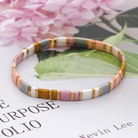 retro ethnic style autumn and winter warm color pull beaded jewelry simple tila rice bead bracelet female charm bracelet