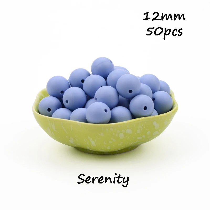 Serentiy LOFCA, 12 мм, 50 шт./лот, бусины из пищевого силикона, Прорезыватель для зубов, круглые бусины, Детская жевательная для прорезывания зубов, Силиконовые Прорезыватели для самостоятельного изготовления - Цвет: Serentiy