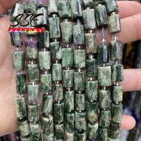 faceted natural stone green euchlorite kmaite beads cylinder spacer beads diy bracelet accessories for jewelry making 15 strand