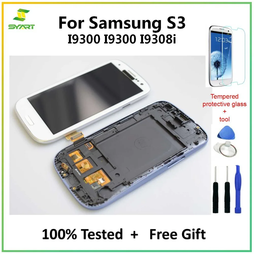 Для samsung Galaxy S3 TFT lcd дисплей lcd кодирующий преобразователь сенсорного экрана в сборе с рамкой для samsung Galaxy S3 i9300 i9300i i9308i