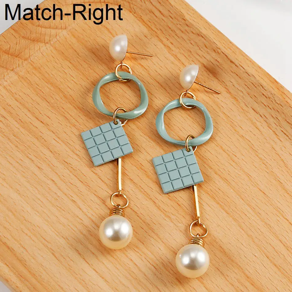 Женские длинные висячие серьги Match Right корейские с жемчугом Ювелирные изделия