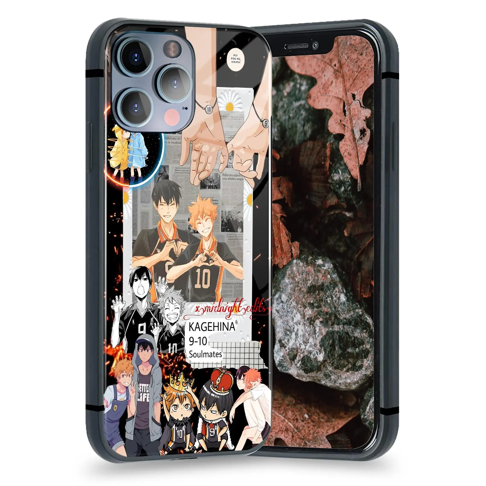

Kagehina Shoyo and Kageyama Anime Phone Case for iPhone 13 12 11 Mini Pro XS Max 6s SE X XR 7 8 Plus Cover Soft Glass Shell
