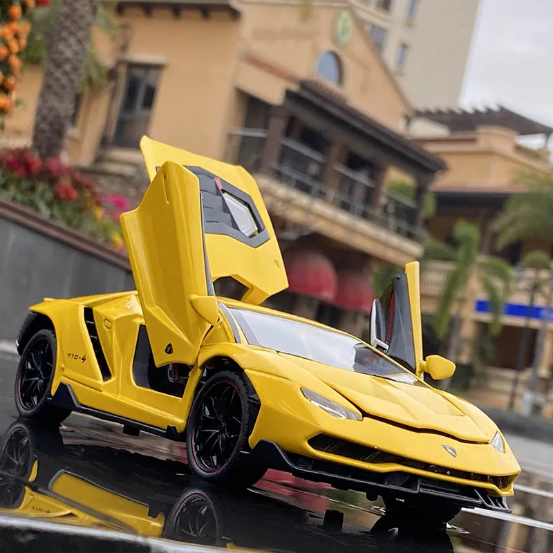 

1:24 Lamborghinis Lp770, спортивный автомобиль, модель автомобиля из сплава, со звуком открытой двери и детской, игрушечный автомобиль, имитация мальч...