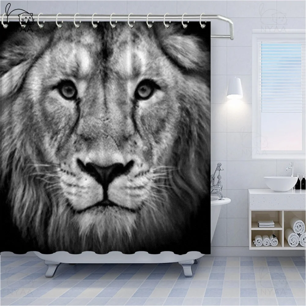 

Nyaa 3D Leopard Print Animal Shower Curtains Bath Screens Waterproof Curtains For Bathroom Decor Customized Lion Tiger